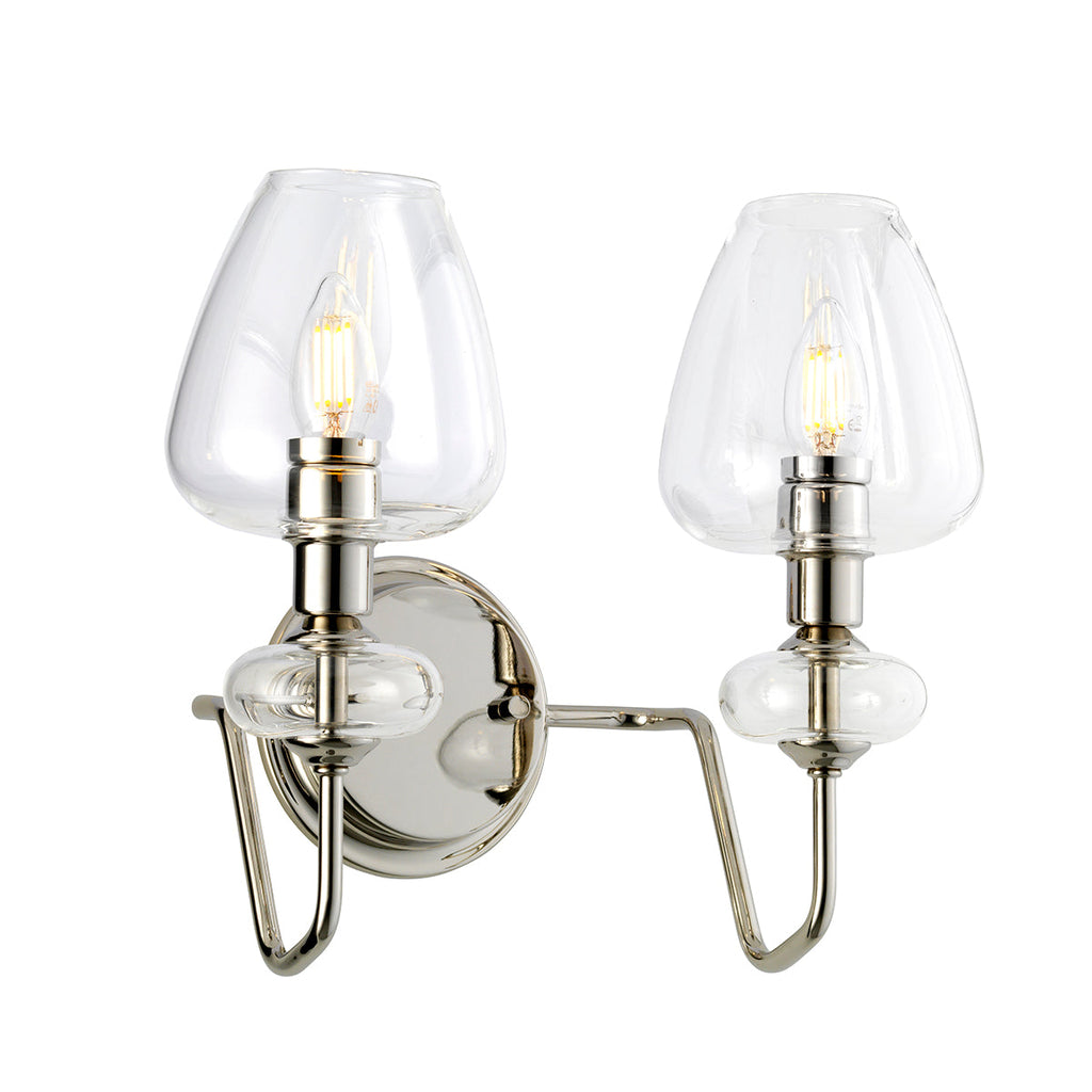 Armand 2 Light Wall Light - Polished Nickel - Elstead Lighting